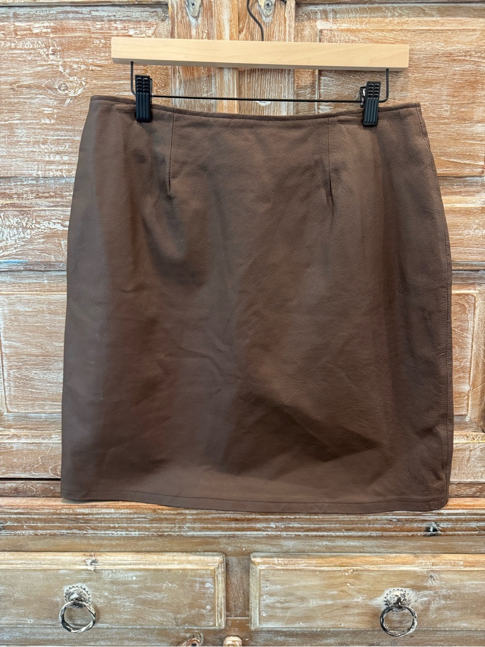 David Benjamin Leather Classic Brown Mini Skirt Vintage Old Money